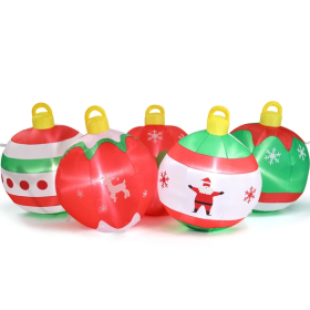 6.9 FT Lighted Christmas Inflatable Decoration, Inflatable Five Christmas Balls, Funny Blow Up Yard Decorations With Built-in LED Lights For Holi