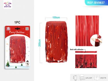 Christmas Bright Red Rain Silk Door Curtain