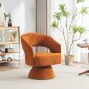 Swivel Accent Chair Armchair, Round Barrel Chair in Fabric for Living Room Bedroom,Orange velvet