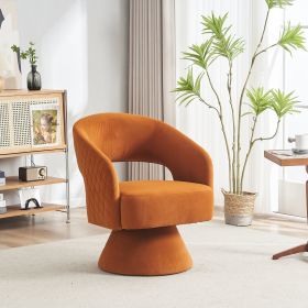 Swivel Accent Chair Armchair, Round Barrel Chair in Fabric for Living Room Bedroom,Orange velvet