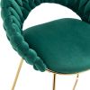 COOLMORE Accent Chairs Set of 2, Velvet Side Chairs with Gold Legs, Mid-Century Upholstered Dining Chairs for Living Room, Kitchen, Bedroom, Beauty Ro