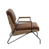 ACME Eacnlz Accent Chair in Cocoa Top Grain Leather & Matt Iron Finish 59947