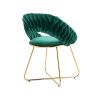 COOLMORE Accent Chairs Set of 2, Velvet Side Chairs with Gold Legs, Mid-Century Upholstered Dining Chairs for Living Room, Kitchen, Bedroom, Beauty Ro