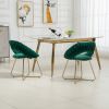COOLMORE Accent Chairs Set of 2, Velvet Side Chairs with Gold Legs, Mid-Century Upholstered Dining Chairs for Living Room, Kitchen, Bedroom, Beauty Ro