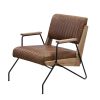 ACME Eacnlz Accent Chair in Cocoa Top Grain Leather & Matt Iron Finish 59947