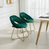 COOLMORE Accent Chairs Set of 2, Velvet Side Chairs with Gold Legs, Mid-Century Upholstered Dining Chairs for Living Room, Kitchen, Bedroom, Beauty Ro