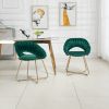 COOLMORE Accent Chairs Set of 2, Velvet Side Chairs with Gold Legs, Mid-Century Upholstered Dining Chairs for Living Room, Kitchen, Bedroom, Beauty Ro