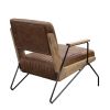 ACME Eacnlz Accent Chair in Cocoa Top Grain Leather & Matt Iron Finish 59947