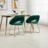 COOLMORE Accent Chairs Set of 2, Velvet Side Chairs with Gold Legs, Mid-Century Upholstered Dining Chairs for Living Room, Kitchen, Bedroom, Beauty Ro