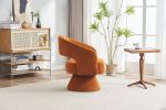 Swivel Accent Chair Armchair, Round Barrel Chair in Fabric for Living Room Bedroom,Orange velvet