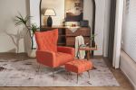Modern Accent Chair with Ottoman, Comfy Armchair for Living Room, Bedroom, Apartment, Office (Brick red)
