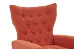 Modern Accent Chair with Ottoman, Comfy Armchair for Living Room, Bedroom, Apartment, Office (Brick red)