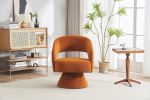 Swivel Accent Chair Armchair, Round Barrel Chair in Fabric for Living Room Bedroom,Orange velvet
