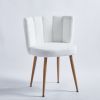 Modern WHITE dining chair(set of 2 ) with iron tube wood color legs, shorthair cushions and comfortable backrest, suitable for dining room, living roo