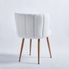Modern WHITE dining chair(set of 2 ) with iron tube wood color legs, shorthair cushions and comfortable backrest, suitable for dining room, living roo