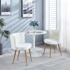 Modern WHITE dining chair(set of 2 ) with iron tube wood color legs, shorthair cushions and comfortable backrest, suitable for dining room, living roo