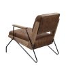ACME Eacnlz Accent Chair in Cocoa Top Grain Leather & Matt Iron Finish 59947