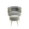 COOLMORE Velvet Accent Chair Modern Upholstered Armchair Tufted Chair with Metal Frame, Single Leisure Chairs for Living Room Bedroom