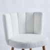 Modern WHITE dining chair(set of 2 ) with iron tube wood color legs, shorthair cushions and comfortable backrest, suitable for dining room, living roo