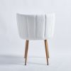 Modern WHITE dining chair(set of 2 ) with iron tube wood color legs, shorthair cushions and comfortable backrest, suitable for dining room, living roo