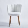 Modern WHITE dining chair(set of 2 ) with iron tube wood color legs, shorthair cushions and comfortable backrest, suitable for dining room, living roo