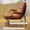 Bonded Leather Armchair, Modern Accent Chair High Back, Living Room Chairs with Metal Legs and Soft Padded, Sofa Chairs for Home Office,Bedroom,Dining