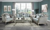 ACME Qunsia Chair w/2 Pillows, Light Gray Linen & Champagne Finish LV01119