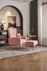 Modern Accent Chair with Ottoman, Comfy Armchair for Living Room, Bedroom, Apartment, Office (Pink)