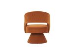 Swivel Accent Chair Armchair, Round Barrel Chair in Fabric for Living Room Bedroom,Orange velvet