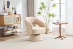 Swivel Accent Chair Armchair, Round Barrel Chair in Fabric for Living Room Bedroom,Nude Teddy