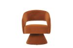 Swivel Accent Chair Armchair, Round Barrel Chair in Fabric for Living Room Bedroom,Orange velvet