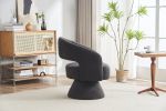Swivel Accent Chair Armchair, Round Barrel Chair in Fabric for Living Room Bedroom,Grey Teddy