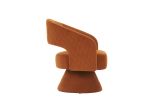 Swivel Accent Chair Armchair, Round Barrel Chair in Fabric for Living Room Bedroom,Orange velvet
