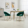 COOLMORE Accent Chairs Set of 2, Velvet Side Chairs with Gold Legs, Mid-Century Upholstered Dining Chairs for Living Room, Kitchen, Bedroom, Beauty Ro