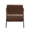 ACME Eacnlz Accent Chair in Cocoa Top Grain Leather & Matt Iron Finish 59947