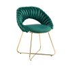 COOLMORE Accent Chairs Set of 2, Velvet Side Chairs with Gold Legs, Mid-Century Upholstered Dining Chairs for Living Room, Kitchen, Bedroom, Beauty Ro