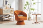 Swivel Accent Chair Armchair, Round Barrel Chair in Fabric for Living Room Bedroom,Orange velvet