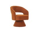 Swivel Accent Chair Armchair, Round Barrel Chair in Fabric for Living Room Bedroom,Orange velvet