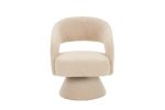 Swivel Accent Chair Armchair, Round Barrel Chair in Fabric for Living Room Bedroom,Nude Teddy
