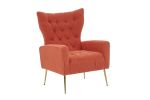 Modern Accent Chair with Ottoman, Comfy Armchair for Living Room, Bedroom, Apartment, Office (Brick red)