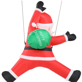 4.9 FT Lighted Christmas Inflatable Decoration, Inflatable Hanging Santa Claus With Gift Bag, Funny Blow Up Yard Decorations With Built-in LED Li