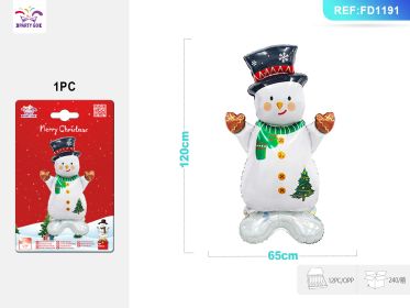Christmas 18 Inch Circular Santa Claus Snowman Aluminum Foil Balloon 1PC (Option: A)