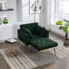 36.61'' Wide Modern Accent Chair With 3 Positions Adjustable Backrest, Tufted Chaise Lounge Chair, Single Recliner Armchair With Ottoman And Gold Legs