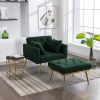 36.61'' Wide Modern Accent Chair With 3 Positions Adjustable Backrest, Tufted Chaise Lounge Chair, Single Recliner Armchair With Ottoman And Gold Legs