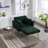 36.61'' Wide Modern Accent Chair With 3 Positions Adjustable Backrest, Tufted Chaise Lounge Chair, Single Recliner Armchair With Ottoman And Gold Legs