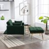36.61'' Wide Modern Accent Chair With 3 Positions Adjustable Backrest, Tufted Chaise Lounge Chair, Single Recliner Armchair With Ottoman And Gold Legs