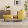 30.7" Wide Accent Chair with Ottoman Armchair Upholstered Reading Chair Single Sofa with Wooden Leg and Throw Pillow for Living Room Bedroom Dorm Room