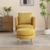 30.7" Wide Accent Chair with Ottoman Armchair Upholstered Reading Chair Single Sofa with Wooden Leg and Throw Pillow for Living Room Bedroom Dorm Room