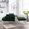 36.61'' Wide Modern Accent Chair With 3 Positions Adjustable Backrest, Tufted Chaise Lounge Chair, Single Recliner Armchair With Ottoman And Gold Legs